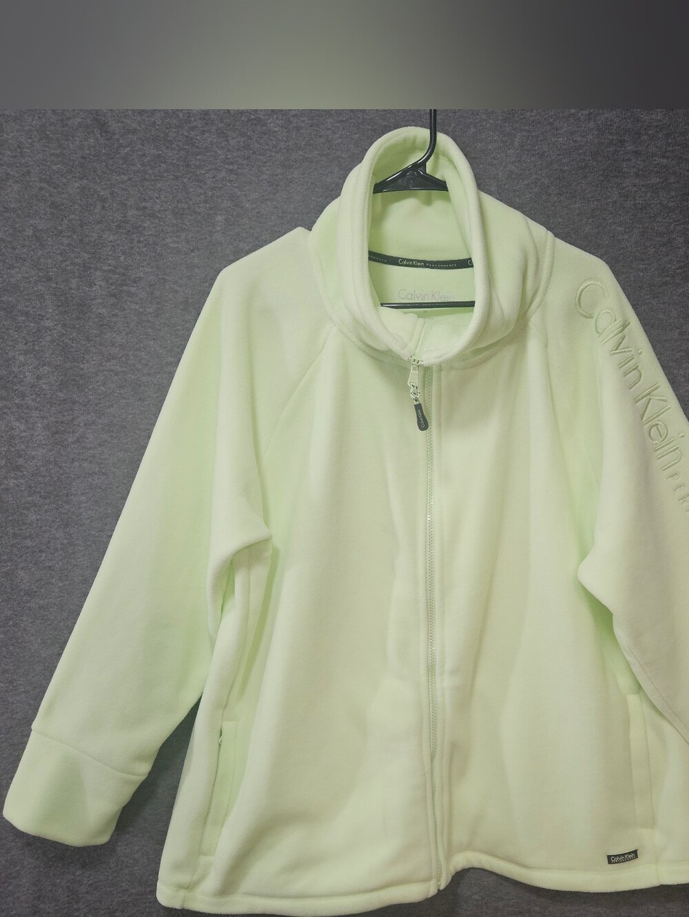 Women's Calvin Klein Pale Green Peeformance Fleece Full-Zip Jacket Size 3X